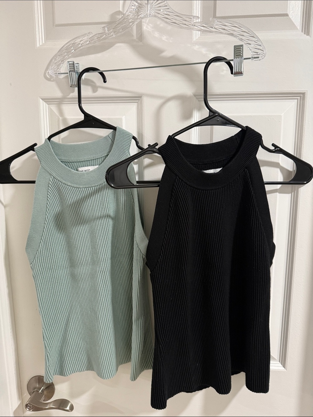 Nine West Black and Sage Ribbed Knit Tanks